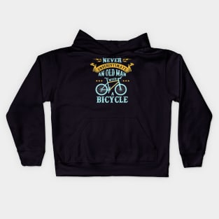 Old Man With Bike Wheel Kids Hoodie